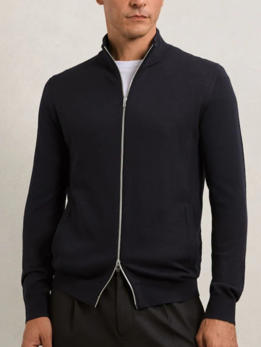 Reiss Wool Funnel-Neck Cardigan
